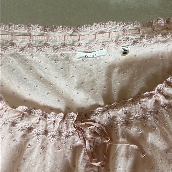 Doen 100% organic cotton pale Pink Textured Blouse cropped - Picture 3 of 11